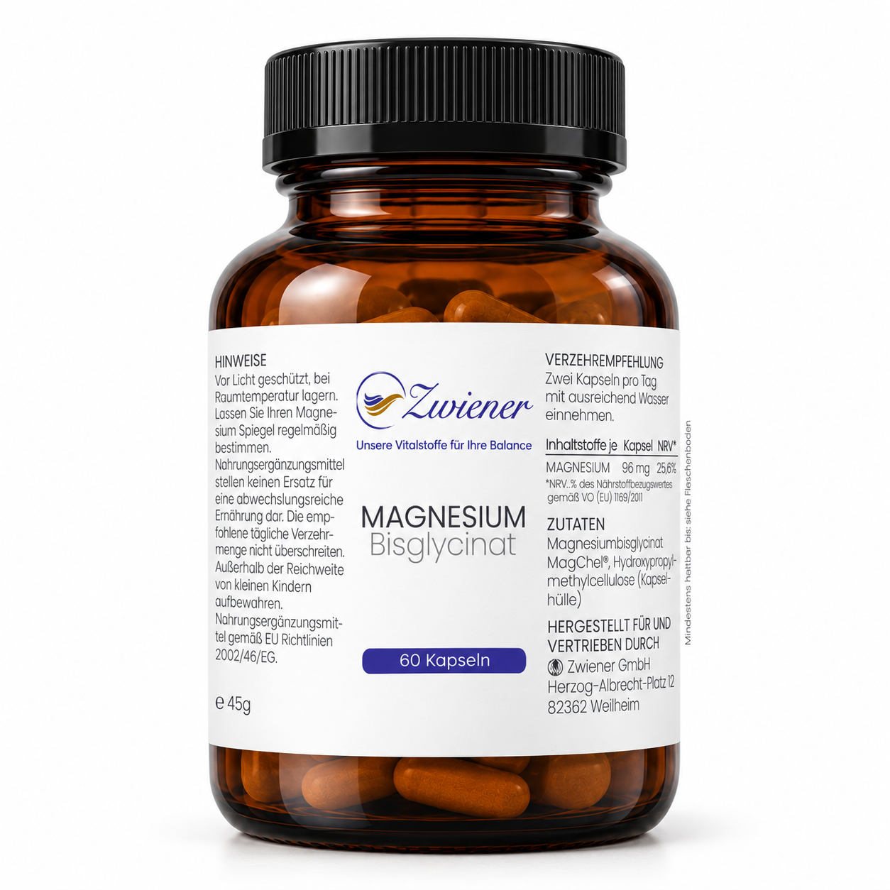 Magnesium Bisglycinat MagChel® – 60 Kapseln